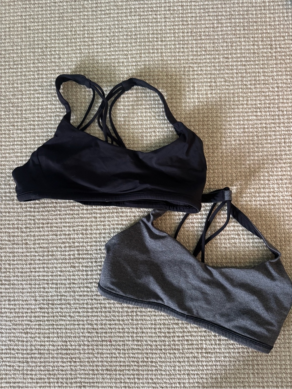 2 lululemon Women’s Strappy Sports Bralette - Black & Charcoal